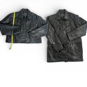 Vintage Patchwork Leather Coat Womens XL - Convertible: Cropped or Hip Length